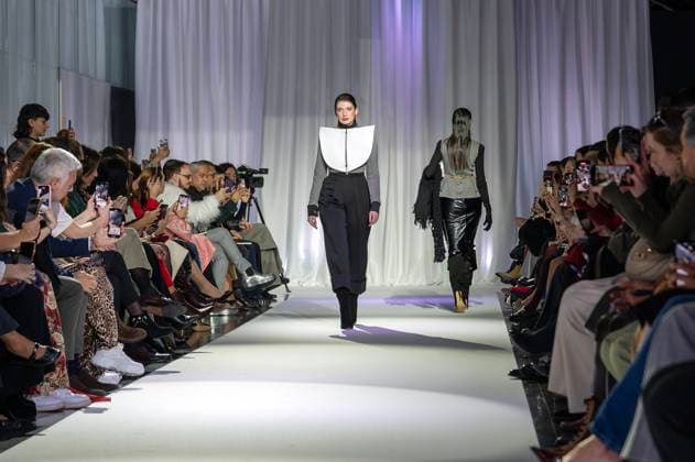 February 19, 2025, Madrid, Madrid, Spain: Model walks the runway at the RAFAEL URQUIZAR fashion show Ã¢â‚¬oeVANGUARDÃ¢â‚¬Â during the Mercedes Benz Fashion Week Madrid at Movistar Arena on February 19, 2025 in Madrid, Spain. Madrid Spain - ZUMAc312 1059032147st Copyright: xOscarxManuelxSanchezx