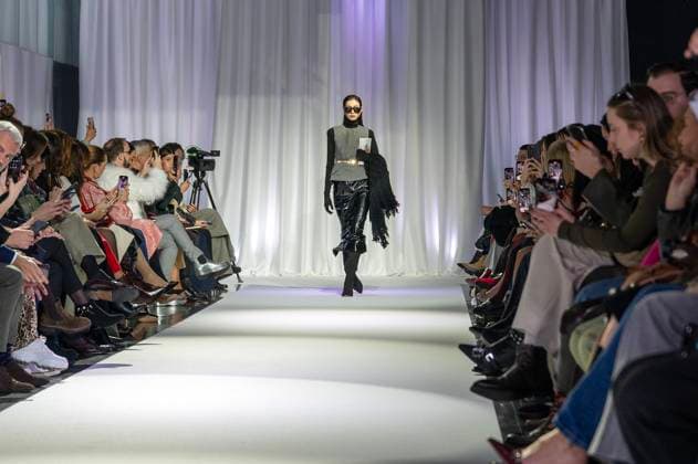 February 19, 2025, Madrid, Madrid, Spain: Model walks the runway at the RAFAEL URQUIZAR fashion show Ã¢â‚¬oeVANGUARDÃ¢â‚¬Â during the Mercedes Benz Fashion Week Madrid at Movistar Arena on February 19, 2025 in Madrid, Spain. Madrid Spain - ZUMAc312 1059032154st Copyright: xOscarxManuelxSanchezx