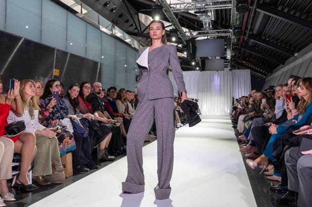 February 19, 2025, Madrid, Madrid, Spain: Model walks the runway at the RAFAEL URQUIZAR fashion show Ã¢â‚¬oeVANGUARDÃ¢â‚¬Â during the Mercedes Benz Fashion Week Madrid at Movistar Arena on February 19, 2025 in Madrid, Spain. Madrid Spain - ZUMAc312 1059032175st Copyright: xOscarxManuelxSanchezx
