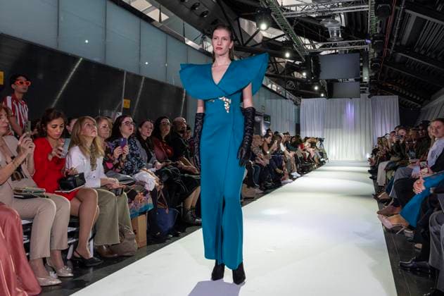 February 19, 2025, Madrid, Madrid, Spain: Model walks the runway at the RAFAEL URQUIZAR fashion show Ã¢â‚¬oeVANGUARDÃ¢â‚¬Â during the Mercedes Benz Fashion Week Madrid at Movistar Arena on February 19, 2025 in Madrid, Spain. Madrid Spain - ZUMAc312 1059032178st Copyright: xOscarxManuelxSanchezx