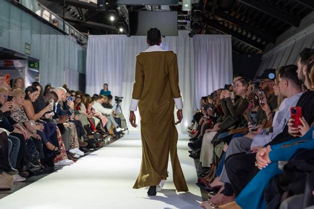 February 19, 2025, Madrid, Madrid, Spain: Model walks the runway at the RAFAEL URQUIZAR fashion show Ã¢â‚¬oeVANGUARDÃ¢â‚¬Â during the Mercedes Benz Fashion Week Madrid at Movistar Arena on February 19, 2025 in Madrid, Spain. Madrid Spain - ZUMAc312 1059032182st Copyright: xOscarxManuelxSanchezx