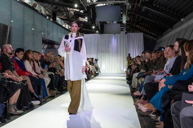 February 19, 2025, Madrid, Madrid, Spain: Model walks the runway at the RAFAEL URQUIZAR fashion show Ã¢â‚¬oeVANGUARDÃ¢â‚¬Â during the Mercedes Benz Fashion Week Madrid at Movistar Arena on February 19, 2025 in Madrid, Spain. Madrid Spain - ZUMAc312 1059032283st Copyright: xOscarxManuelxSanchezx