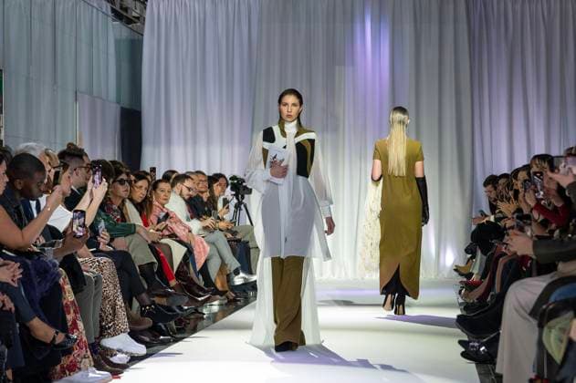February 19, 2025, Madrid, Madrid, Spain: Model walks the runway at the RAFAEL URQUIZAR fashion show Ã¢â‚¬oeVANGUARDÃ¢â‚¬Â during the Mercedes Benz Fashion Week Madrid at Movistar Arena on February 19, 2025 in Madrid, Spain. Madrid Spain - ZUMAc312 1059032284st Copyright: xOscarxManuelxSanchezx