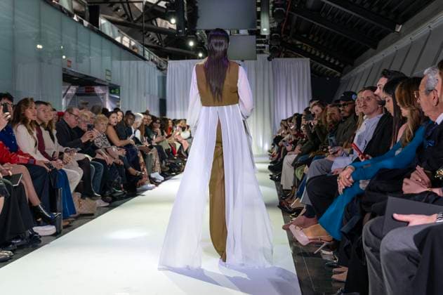 February 19, 2025, Madrid, Madrid, Spain: Model walks the runway at the RAFAEL URQUIZAR fashion show Ã¢â‚¬oeVANGUARDÃ¢â‚¬Â during the Mercedes Benz Fashion Week Madrid at Movistar Arena on February 19, 2025 in Madrid, Spain. Madrid Spain - ZUMAc312 1059032313st Copyright: xOscarxManuelxSanchezx