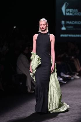 A model wears at collection runway a creation from Baro Lucas during Pasarela Cibeles Mercedes-Benz Fashion Week Madrid 2025 in Madrid, on Thursday ,20 February 2025. Cordon Press 