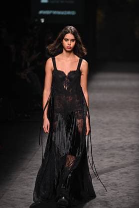 A model wears at collection runway a creation from Yolancris during Pasarela Cibeles Mercedes-Benz Fashion Week Madrid 2025 in Madrid, on Thursday ,20 February 2025. Cordon Press 