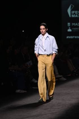 A model wears at collection runway a creation from Mans during Pasarela Cibeles Mercedes-Benz Fashion Week Madrid 2025 in Madrid, on Thursday ,20 February 2025. Cordon Press 