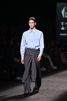 A model wears at collection runway a creation from Mans during Pasarela Cibeles Mercedes-Benz Fashion Week Madrid 2025 in Madrid, on Thursday ,20 February 2025. Cordon Press 