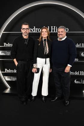Pedro del Hierro presents his OI25 26 El Pellizco collection at the 81st edition of MBFWM Alex Miralle, Marie Castellvi Dépée and Nacho Aguayo pose at the Pedro del Hierro photocall during the presentation of his OI25 26 El Pellizco collection at the 81st edition of MBFWM, on February 20, 2025, in Madrid Spain FASHION MERCEDES BENZ FASHION WEEK FAMOUS DESIGNERS José Madrid Madrid Spain  Copyright: xJosÃ xOlivax 6532399