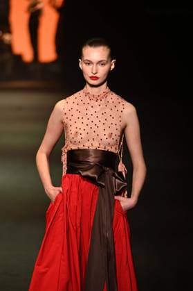 A model wears at collection runway a creation from Pedro de lHierro during Pasarela Cibeles Mercedes-Benz Fashion Week Madrid 2025 in Madrid, on Thursday ,20 February 2025. Cordon Press 
