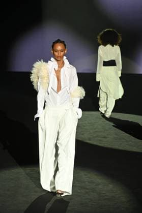 A model wears at collection runway a creation from Menchen Thomas during Pasarela Cibeles Mercedes-Benz Fashion Week Madrid 2025 in Madrid, on Thursday ,20 February 2025. Cordon Press 