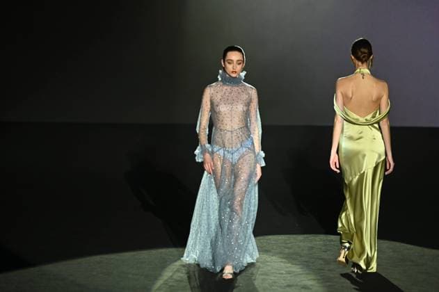 A model wears at collection runway a creation from Menchen Thomas during Pasarela Cibeles Mercedes-Benz Fashion Week Madrid 2025 in Madrid, on Thursday ,20 February 2025. Cordon Press 
