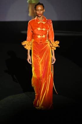 A model wears at collection runway a creation from Menchen Thomas during Pasarela Cibeles Mercedes-Benz Fashion Week Madrid 2025 in Madrid, on Thursday ,20 February 2025. Cordon Press 