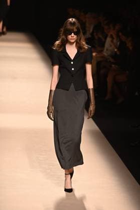 A model wears at collection runway a creation from Alex Riviere during Pasarela Cibeles Mercedes-Benz Fashion Week Madrid 2025 in Madrid, on Thursday ,20 February 2025. Cordon Press 