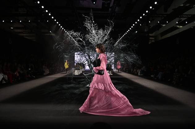 A model wears at collection runway a creation from Simorra during Pasarela Cibeles Mercedes-Benz Fashion Week Madrid 2025 in Madrid, on Friday ,21 February 2025 Cordon Press 