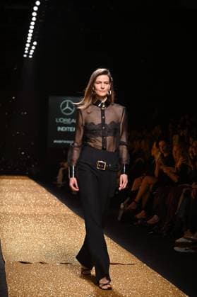 A model wears at collection runway a creation from Isabel Sanchis during Pasarela Cibeles Mercedes-Benz Fashion Week Madrid 2025 in Madrid, on Friday ,21 February 2025. Cordon Press 