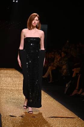 A model wears at collection runway a creation from Isabel Sanchis during Pasarela Cibeles Mercedes-Benz Fashion Week Madrid 2025 in Madrid, on Friday ,21 February 2025. Cordon Press 