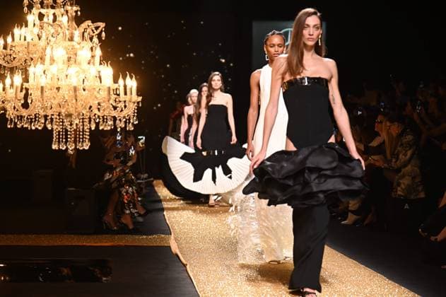 A model wears at collection runway a creation from Isabel Sanchis during Pasarela Cibeles Mercedes-Benz Fashion Week Madrid 2025 in Madrid, on Friday ,21 February 2025. Cordon Press 