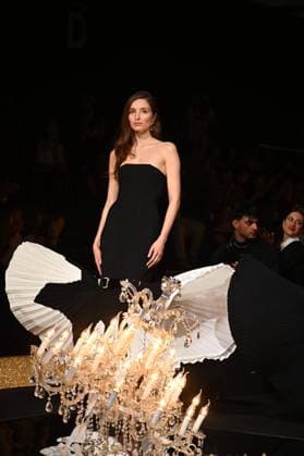 A model wears at collection runway a creation from Isabel Sanchis during Pasarela Cibeles Mercedes-Benz Fashion Week Madrid 2025 in Madrid, on Friday ,21 February 2025. Cordon Press 