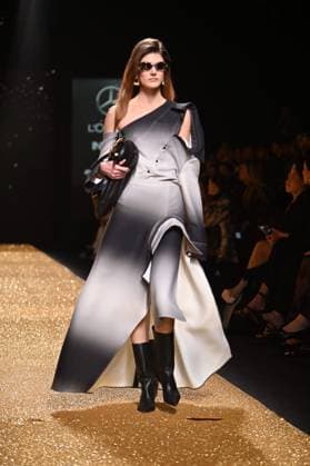 A model wears at collection runway a creation from Isabel Sanchis during Pasarela Cibeles Mercedes-Benz Fashion Week Madrid 2025 in Madrid, on Friday ,21 February 2025. Cordon Press 