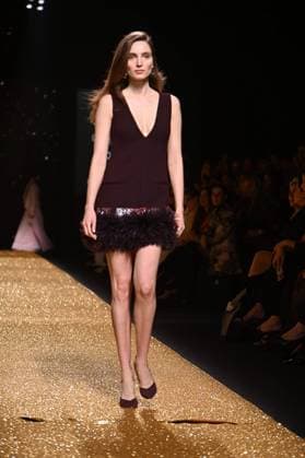 A model wears at collection runway a creation from Isabel Sanchis during Pasarela Cibeles Mercedes-Benz Fashion Week Madrid 2025 in Madrid, on Friday ,21 February 2025. Cordon Press 
