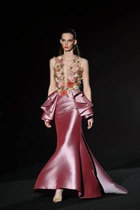 A model wears at collection runway a creation from Hannibal Laguna during Pasarela Cibeles Mercedes-Benz Fashion Week Madrid 2025 in Madrid, on Friday ,21 February 2025. Cordon Press 