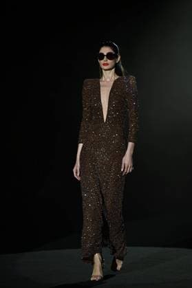A model wears at collection runway a creation from Hannibal Laguna during Pasarela Cibeles Mercedes-Benz Fashion Week Madrid 2025 in Madrid, on Friday ,21 February 2025. Cordon Press 