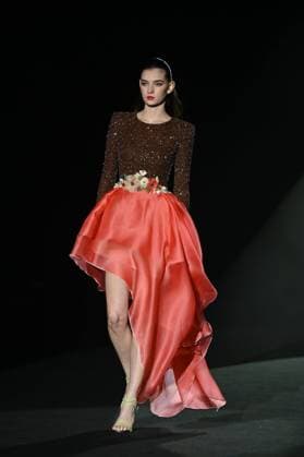 A model wears at collection runway a creation from Hannibal Laguna during Pasarela Cibeles Mercedes-Benz Fashion Week Madrid 2025 in Madrid, on Friday ,21 February 2025. Cordon Press 