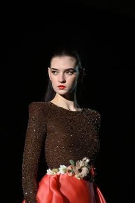 A model wears at collection runway a creation from Hannibal Laguna during Pasarela Cibeles Mercedes-Benz Fashion Week Madrid 2025 in Madrid, on Friday ,21 February 2025. Cordon Press 