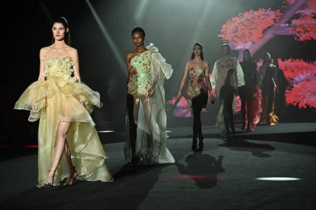 A model wears at collection runway a creation from Hannibal Laguna during Pasarela Cibeles Mercedes-Benz Fashion Week Madrid 2025 in Madrid, on Friday ,21 February 2025. Cordon Press 