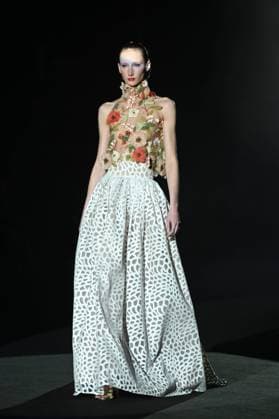 A model wears at collection runway a creation from Hannibal Laguna during Pasarela Cibeles Mercedes-Benz Fashion Week Madrid 2025 in Madrid, on Friday ,21 February 2025. Cordon Press 