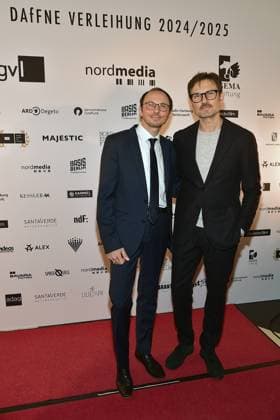 FFF Berlinale Reception 2025 Berlin The brothers Luca Verhoeven and Simon Verhoeven arrive for the 12th time DAfFNE German Academy for Television, an honorary award for an outstanding lifetime achievement at the 75th Berlinale in Berlin, on 21 02 2025 Photopress Mueller