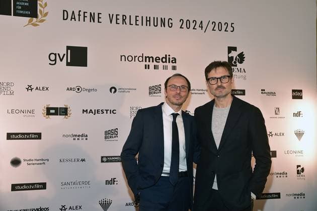 FFF Berlinale Reception 2025 Berlin The brothers Luca Verhoeven and Simon Verhoeven arrive for the 12th time DAfFNE German Academy for Television, an honorary award for an outstanding lifetime achievement at the 75th Berlinale in Berlin, on 21 02 2025 Photopress Mueller