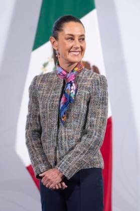 February 21, 2025, Mexico City, Df, Mexico: Mexican President Claudia Sheinbaum, listens to a question from a reporter during the daily news conference at the Treasury Hall of the National Palace, February 21, 2025 in Mexico City, Mexico. Mexico City Mexico - ZUMAp138 20250221_zaa_p138_002 Copyright: xJuanxCarlosxRamosxMamahua Mexicax