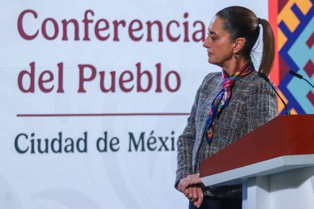Mexico s President, Claudia Sheinbaum speaking during a news conference about tax collection results, International Mother Language Day and the Attorney General s Office analyzing El Mayo Zambada s repatriation request, at the National Palace. on February 21, 2025. Mexico City Mexico - ZUMAe321 20250221_zia_e321_004 Copyright: xCarlosxSantiagox