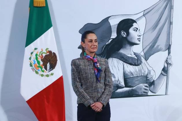 Mexico s President, Claudia Sheinbaum speaking during a news conference about tax collection results, International Mother Language Day and the Attorney General s Office analyzing El Mayo Zambada s repatriation request, at the National Palace. on February 21, 2025. Mexico City Mexico - ZUMAe321 20250221_zia_e321_021 Copyright: xCarlosxSantiagox