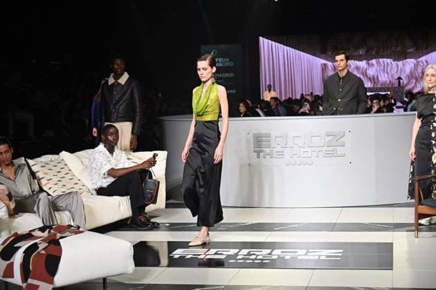 A model wears at collection runway a creation from Erroz during Pasarela Cibeles Mercedes-Benz Fashion Week Madrid 2025 in Madrid, on Friday ,21 February 2025 Cordon Press 