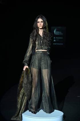 A model wears at collection runway a creation from Malne during Pasarela Cibeles Mercedes-Benz Fashion Week Madrid 2025 in Madrid, on Friday ,21 February 2025. Cordon Press 
