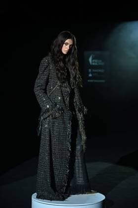 A model wears at collection runway a creation from Malne during Pasarela Cibeles Mercedes-Benz Fashion Week Madrid 2025 in Madrid, on Friday ,21 February 2025. Cordon Press 