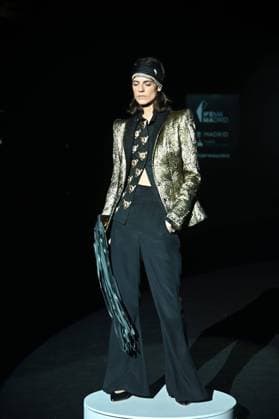 A model wears at collection runway a creation from Malne during Pasarela Cibeles Mercedes-Benz Fashion Week Madrid 2025 in Madrid, on Friday ,21 February 2025. Cordon Press 