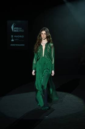 A model wears at collection runway a creation from Malne during Pasarela Cibeles Mercedes-Benz Fashion Week Madrid 2025 in Madrid, on Friday ,21 February 2025. Cordon Press 