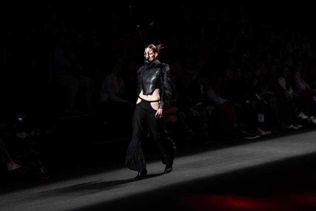 Barcelona-based designer JNorig presents his new collection in collaboration with 3D artist Krisztian Paczolay at Madrid Fashion Week 2025, the most important fashion event in Spain. At IFEMA, Madrid, February 22, 2025. (2025022228)