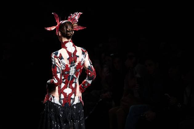 Barcelona-based designer JNorig presents his new collection in collaboration with 3D artist Krisztian Paczolay at Madrid Fashion Week 2025, the most important fashion event in Spain. At IFEMA, Madrid, February 22, 2025. (2025022250)