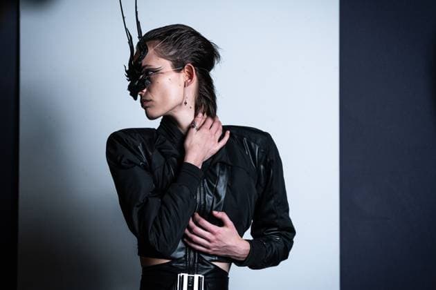 Barcelona-based designer JNorig presents his new collection in collaboration with 3D artist Krisztian Paczolay at Madrid Fashion Week 2025, the most important fashion event in Spain. At IFEMA, Madrid, February 22, 2025. (2025022284)