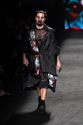 Barcelona-based designer JNorig presents his new collection in collaboration with 3D artist Krisztian Paczolay at Madrid Fashion Week 2025, the most important fashion event in Spain. At IFEMA, Madrid, February 22, 2025. (2025022216)