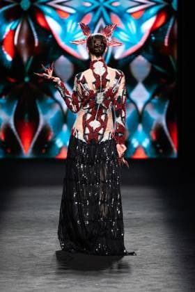 Barcelona-based designer JNorig presents his new collection in collaboration with 3D artist Krisztian Paczolay at Madrid Fashion Week 2025, the most important fashion event in Spain. At IFEMA, Madrid, February 22, 2025. (2025022253)