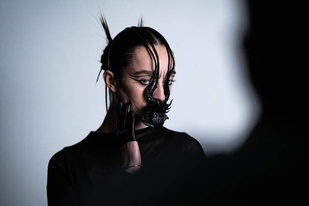 Barcelona-based designer JNorig presents his new collection in collaboration with 3D artist Krisztian Paczolay at Madrid Fashion Week 2025, the most important fashion event in Spain. At IFEMA, Madrid, February 22, 2025. (2025022270)