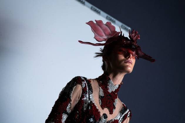 Barcelona-based designer JNorig presents his new collection in collaboration with 3D artist Krisztian Paczolay at Madrid Fashion Week 2025, the most important fashion event in Spain. At IFEMA, Madrid, February 22, 2025. (2025022271)