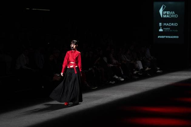 Barcelona-based designer JNorig presents his new collection in collaboration with 3D artist Krisztian Paczolay at Madrid Fashion Week 2025, the most important fashion event in Spain. At IFEMA, Madrid, February 22, 2025. (2025022237)