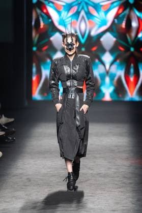 Barcelona-based designer JNorig presents his new collection in collaboration with 3D artist Krisztian Paczolay at Madrid Fashion Week 2025, the most important fashion event in Spain. At IFEMA, Madrid, February 22, 2025. (202502226)